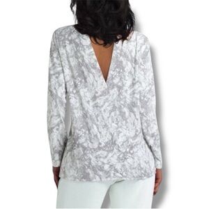 Halston Marble Open Back Blouse